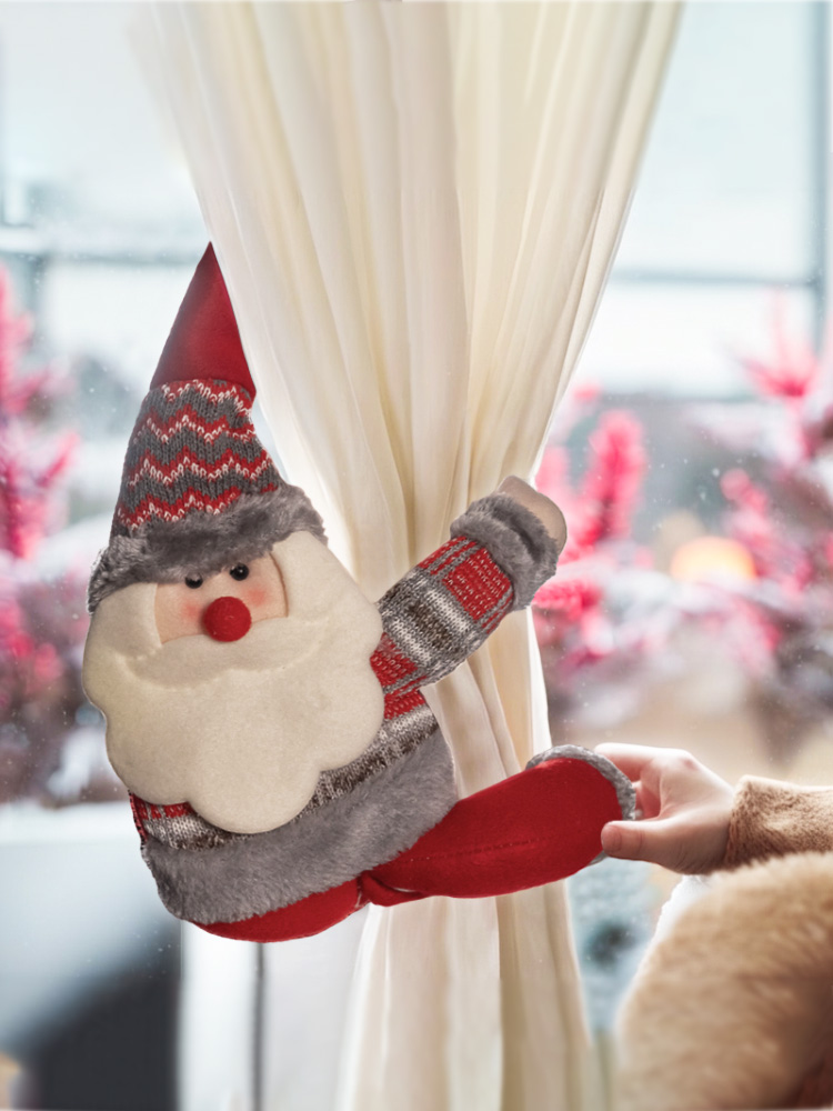 Christmas Decorations Home Hanging Decoration Santa Claus Elk Curtain Buckle Scene Layout Set Dress up Atmosphere