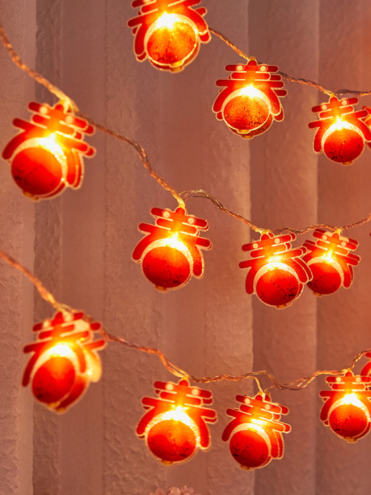 Colored Lights String Fu Character Luminous Led Hanging Lamp New Year Decorations Atmosphere Ornaments Snake Year Background Wall Scene Layout