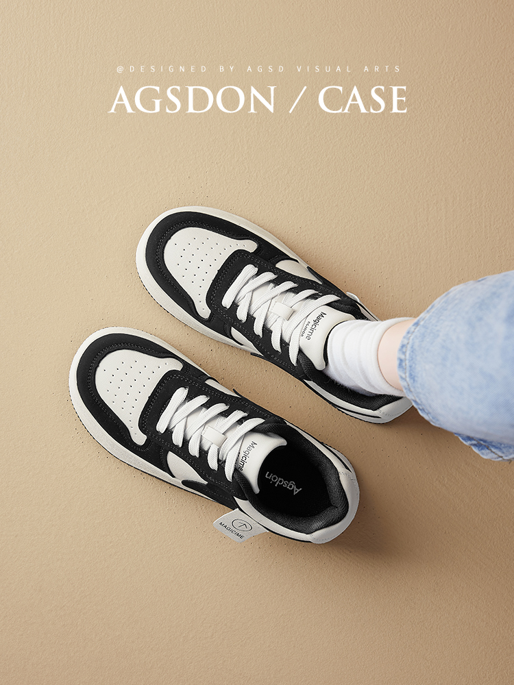 Augusto Black and White Board Shoes Female 2024 New Arrival Summer Thick Sole Panda White Shoes Elevator Wild Best Selling Sneaker