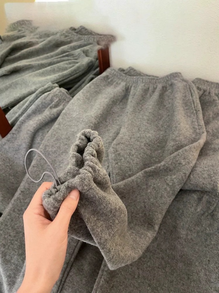 Minimalist Style High Waist Style in Gray Jogger Pants Pants Women's 2025 Early Spring Small Loose Outer Wear Slim Looking Straight Simple Sweatpants Women