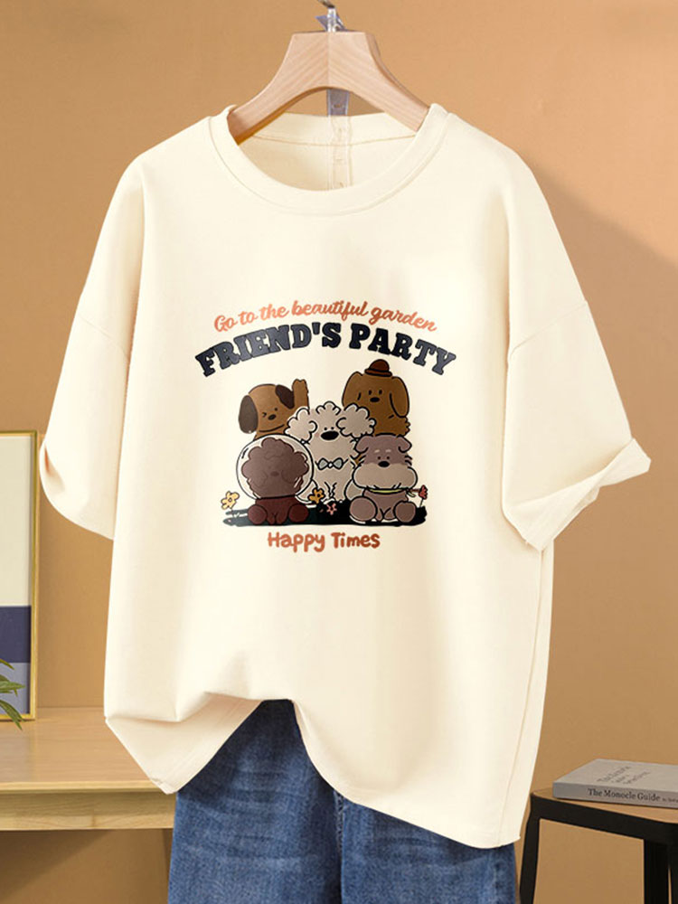 American Retro Cartoon Large Size Short-Sleeved Summer T-shirt for Women 2025 Summer New Arrival Loose Slimming Belly-Covered Top Clothes