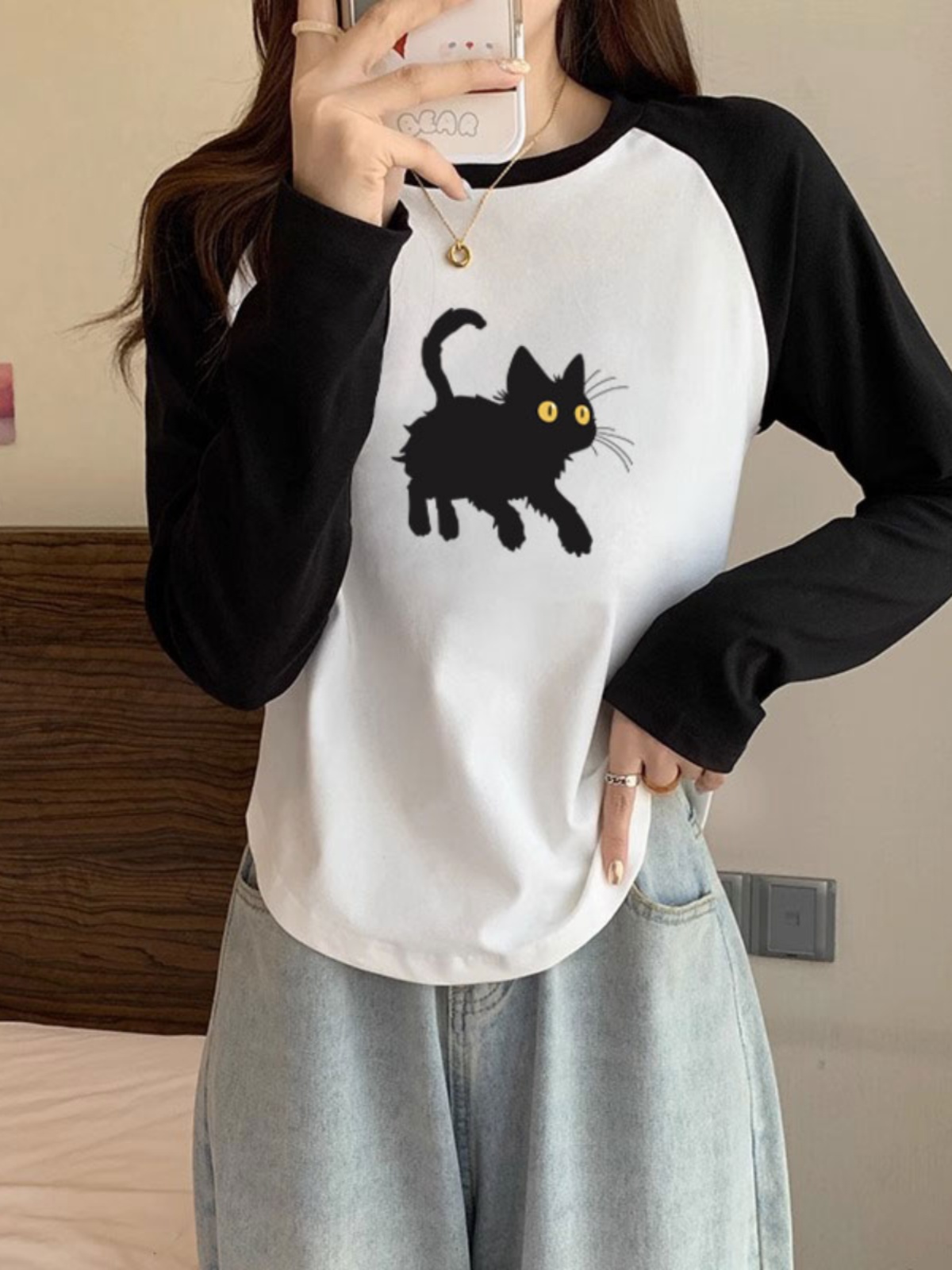 2025 Spring & Fall New Arrival Plus Size Plus Size Ladies Long Sleeves T-Shirt Easiest for Match Women's Tops Base Shirt Shoulder Matching Color Raglan