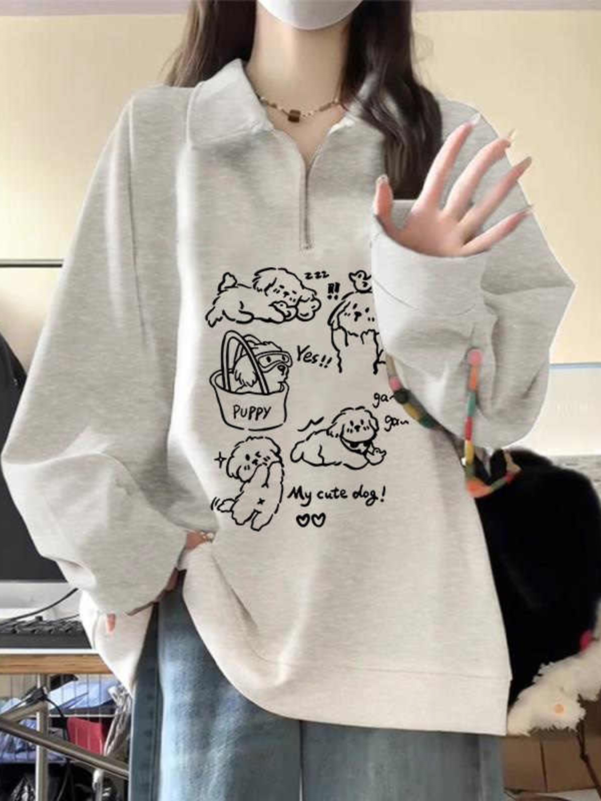 Polo Collar Half Zipper Sweatshirt Female 2025 New Arrival Best Selling Fall and Winter Velvet Padded plus Size Oversize Hooded Outwear Tide