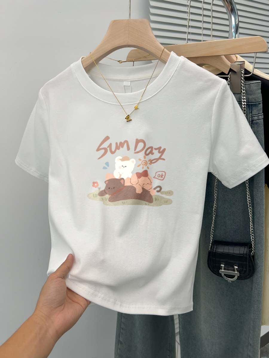 Pure Cotton Ice Silk Short sleeve T-shirt Women Summer New Korean Style Loose Plus size Ins Trendy All-Match Slimming round Neck Top Clothes