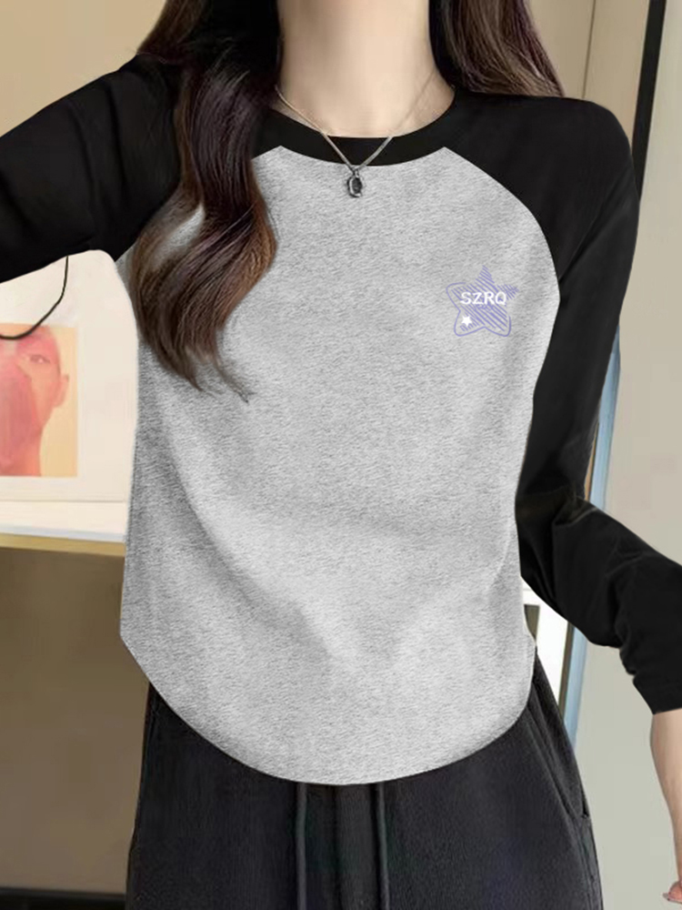 Plus Size Plus Size Ladies Slim Fit Slimming Long Sleeves round Neck T-shirt Female Inner Bottoming Shirt Female 2025 New Arrival Brushed Top Clothes