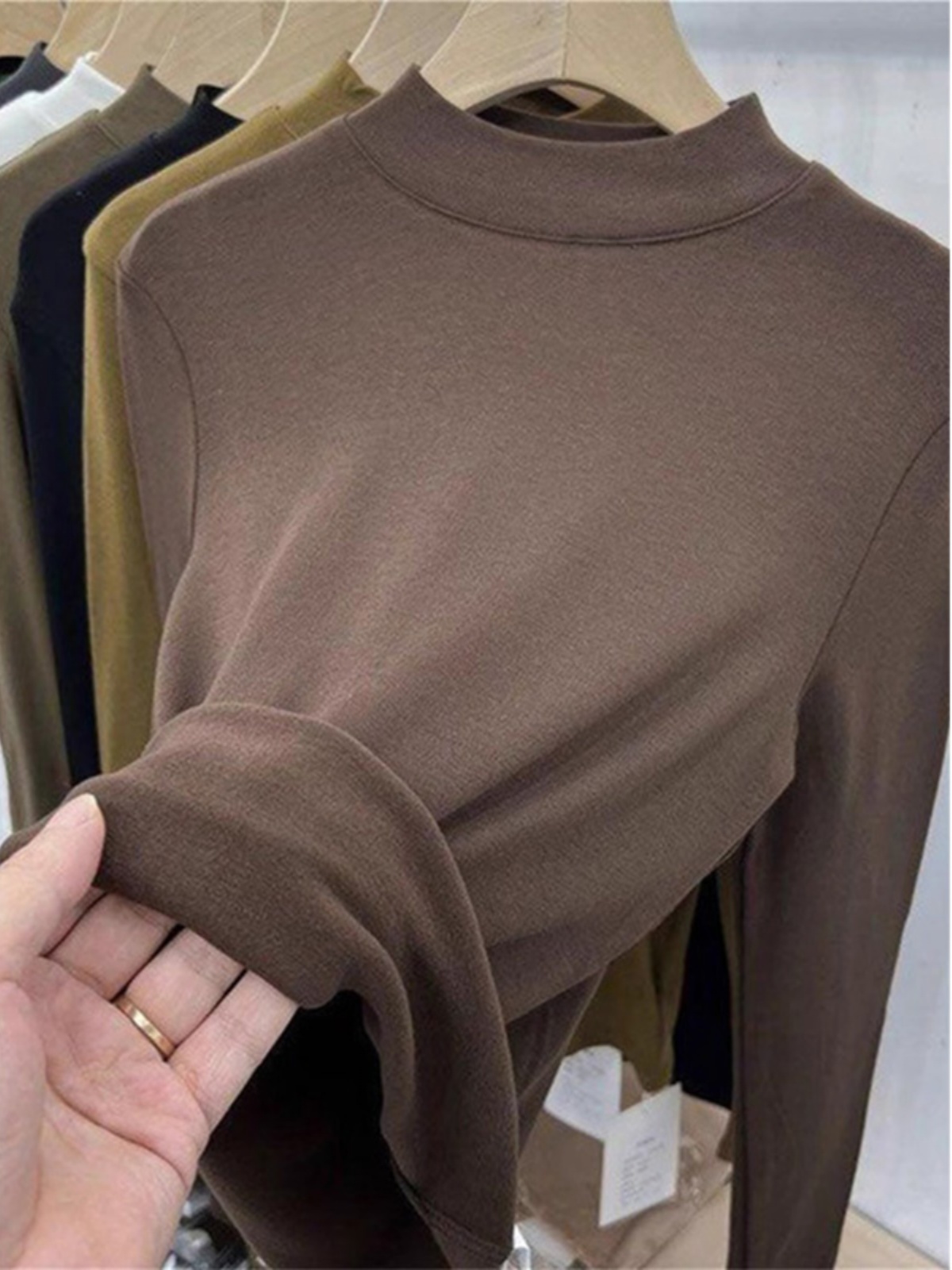 2025 Fall and Winter New Inner Wear Classy Sende Velvet Half Collar Top Bottoming Shirt Plus Size Plus Size Ladies Long Sleeves T-shirt
