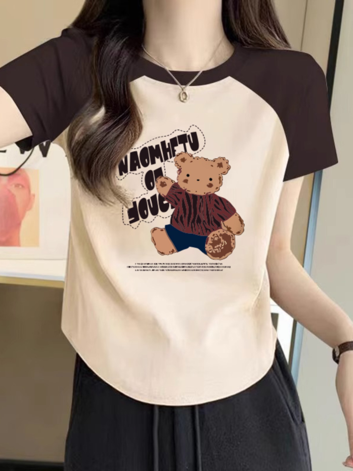 2025 Summer New Arrival Raglan Sleeve T-shirt Female Plus Size Plus Size Ladies Slim Looking Silm Short Stylish Niche Top Fashion