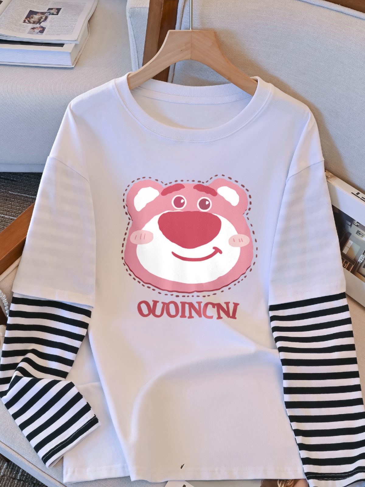 Fake Two-Piece Plus Size Plus Size Ladies Long Sleeves Loose T-shirt Female 2025 Spring & Fall New Design Sense Niche Style Inner Wear Clothes