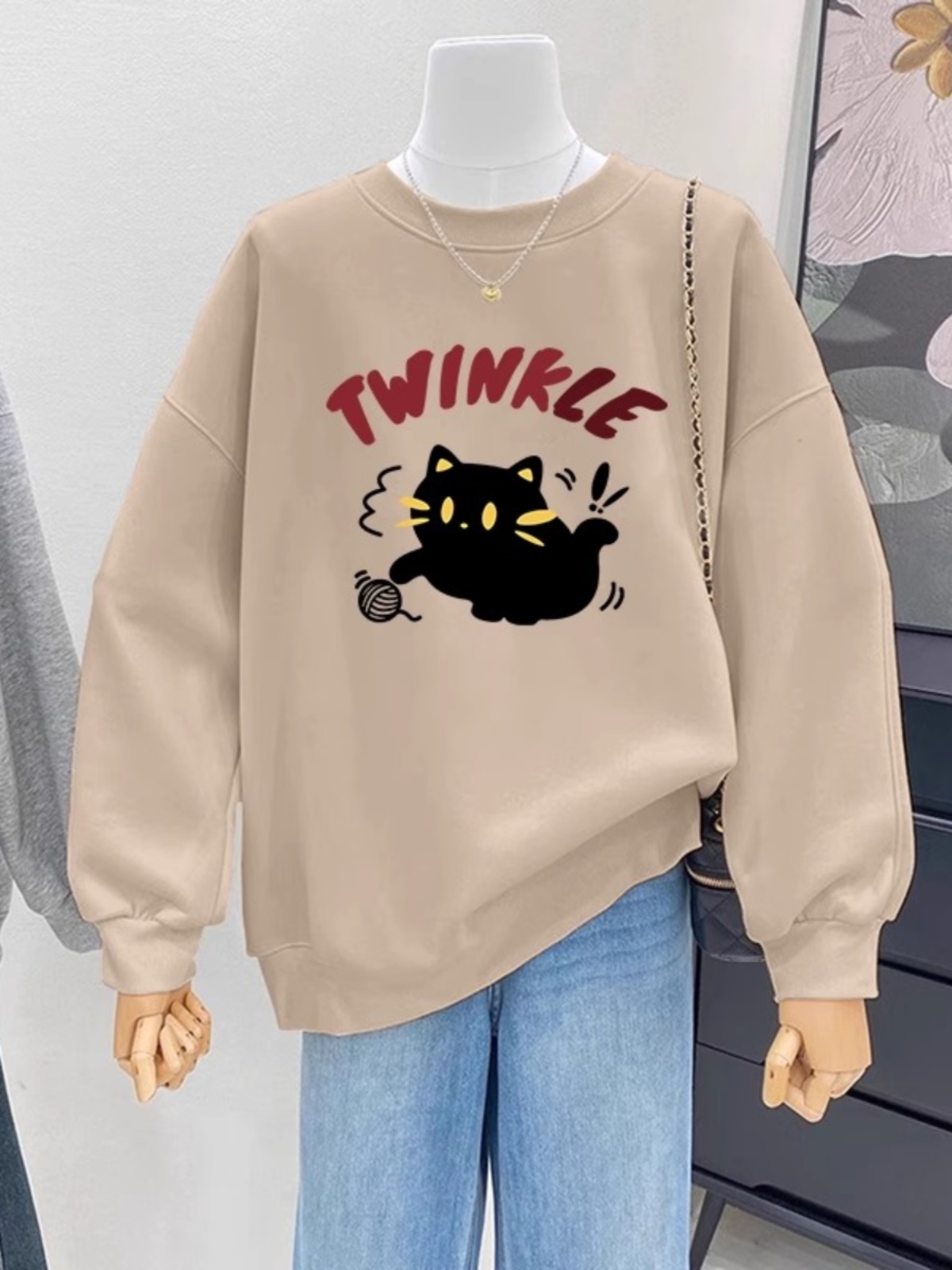 2025 Fall and Winter New round Neck Sweaters Women's Clothing Plus Size Plus Size Ladies Idle Style Fleece-lined Thickened Hooded Outwear Top Clothes