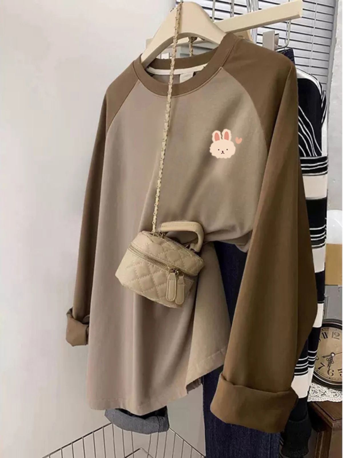 Pure Cotton Raglan T-shirt Women's Long Sleeve 2025 Fall and Winter New Arrival Western Style plus Size Plus Size Ladies Loose Bottoming Shirt Inner Wear Blouse