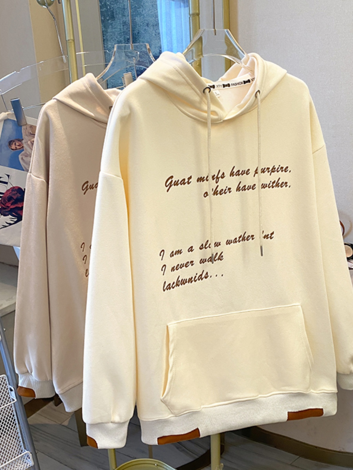 Plus Size Women's Clothing Fake Two-Piece Hooded Fleece Lined Sweater Women's Autumn and Winter New Arrival K-style Loose Design Jacket