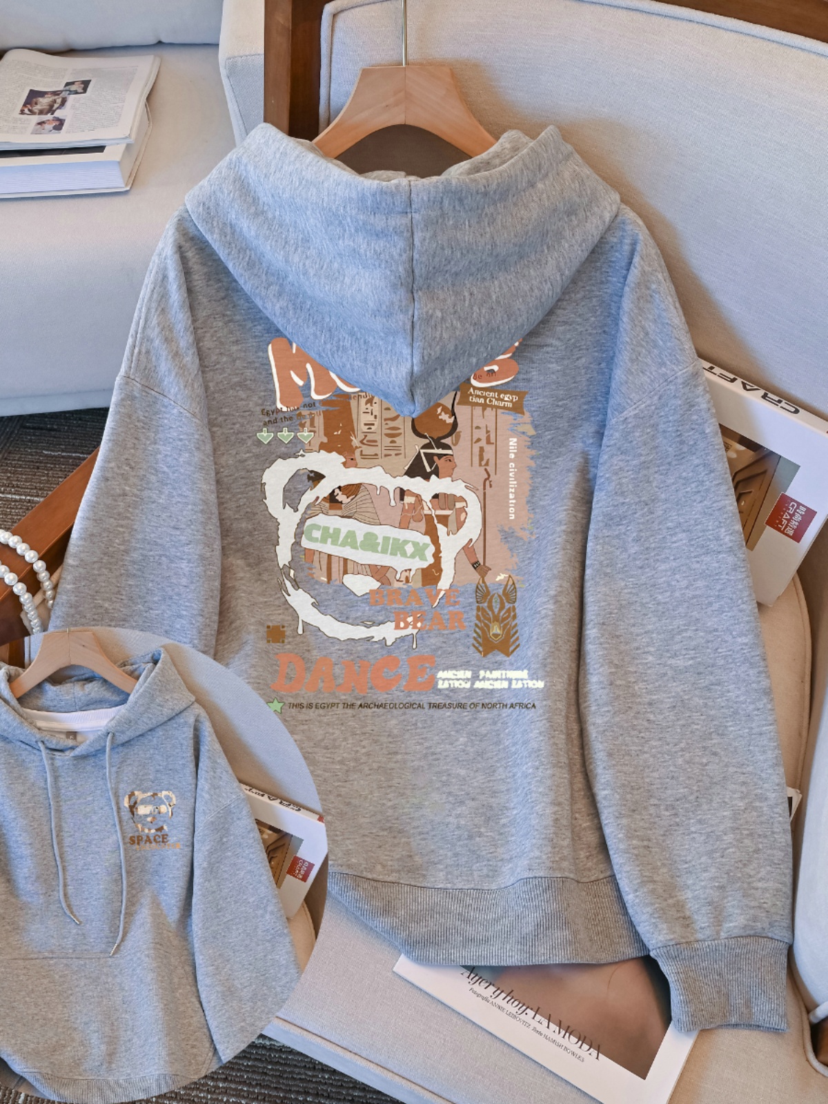 2025 New Lazy Wind Hooded American Retro Sweatshirt Female Fall and Winter Velvet Padded Loose Plus Size Plus Size Ladies Casual Outwear