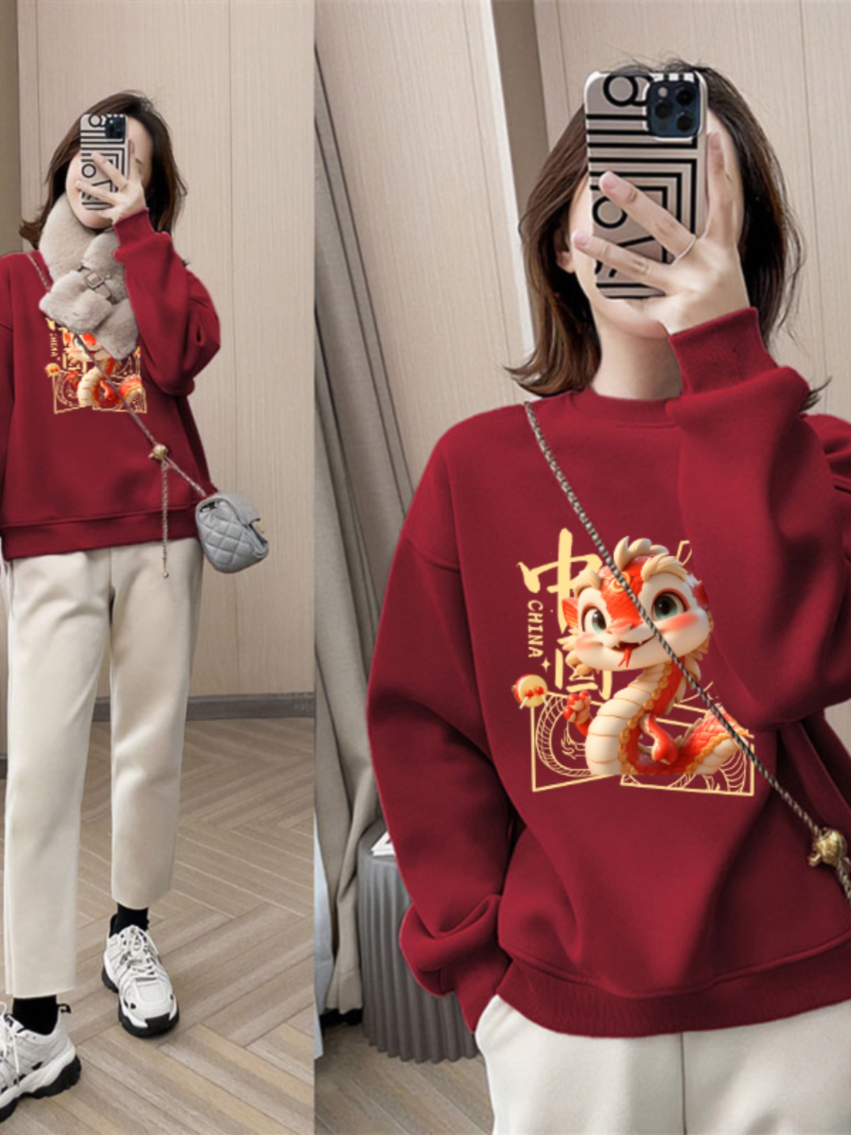 Fleece-Lined Thickened Hoodie for Women, New Autumn/Winter Loose & Slimming Outerwear for Petite Figures