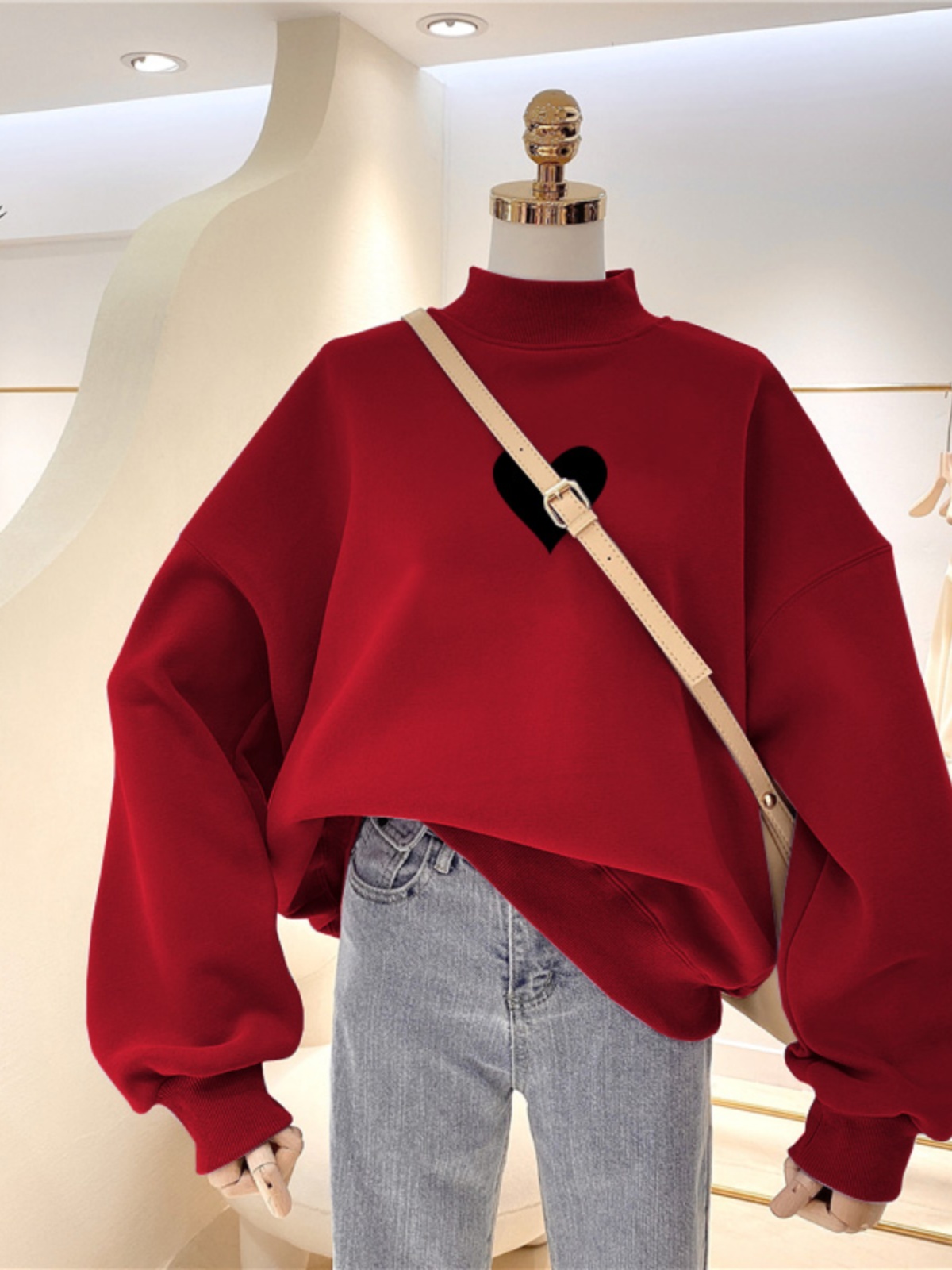 Half Turtleneck Fall and Winter Fleece-lined Stylish Niche Style Plus Size Sweatshirt Female 2025 New Arrival Best Selling Oversize Outwear Tide