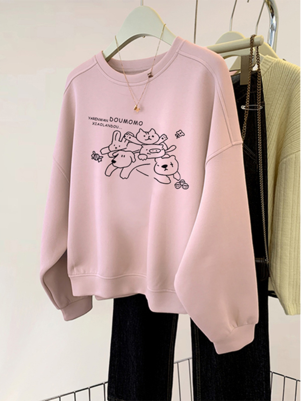 round Neck Sweatshirt Women's Autumn and Winter 2025 New Arrival Best Selling Loose American Plus Size Oversize Fleece Padded Coat Tops