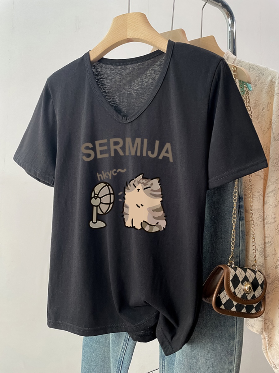 Western Style Best Selling Summer Slub Cotton Ice Silk Short Sleeve T-shirt