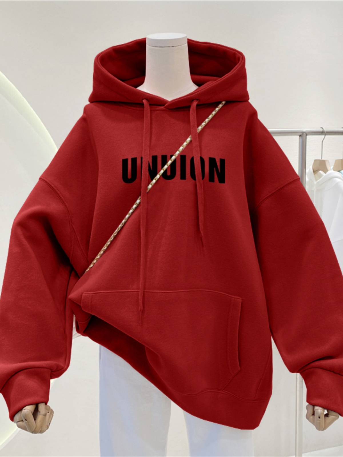Red Hooded Sweatshirt Female New Arrival 2025 Top-Selling Product Fashion Western Style plus Size Plus Size Ladies Fall and Winter Fleece-lined Hoodie Coat Tide