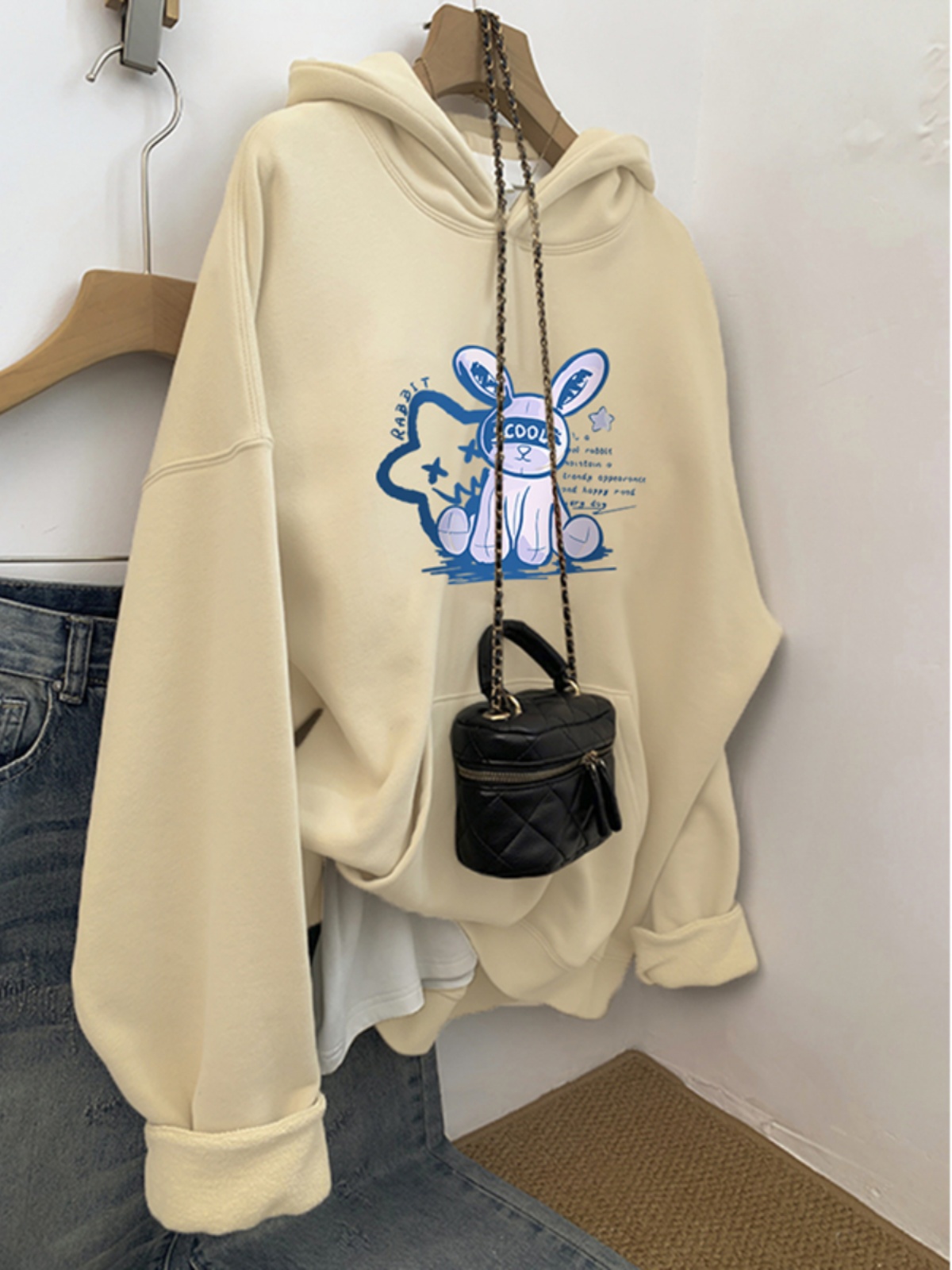 2025 Fall and Winter Fleece-lined New Hoodie Outwear Women Oversize American Casual Hoodie Loose Lazy Top
