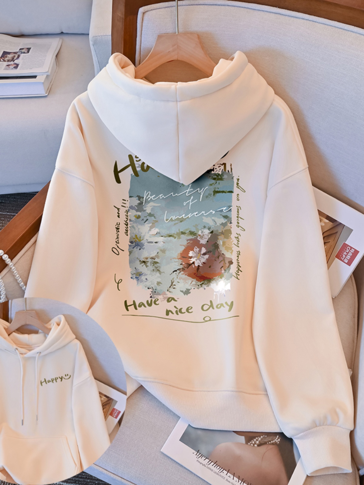 2025 Autumn and Winter New Hoodie Female Plus Size Loose Oversize Idle Style Loose Fleece Padded Coat Tide