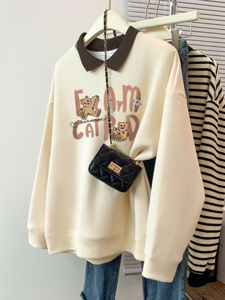 Polo Stitching Thickening plus Size Plus Size Ladies Best Selling Sweater