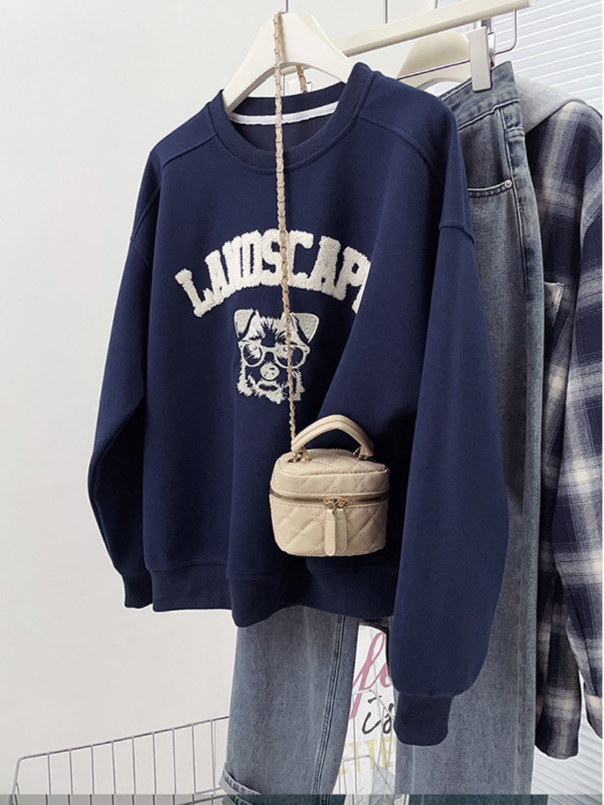 Fancy American Embroider Hoodless Sweater Outwear Female 2025 Fall and Winter New Arrival Oversize Loose Velvet Hoodie