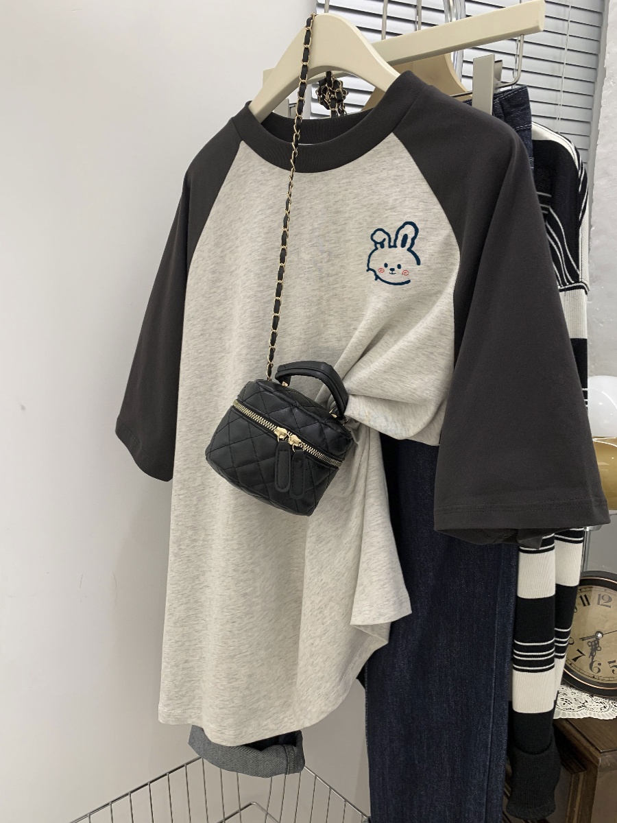 Tricou Lejer cu Mâneci Raglan, Măgulitor, de Vară, pentru Femei, Mărime Plus, Stil Hong Kong, Mărimi Plus Doamne, Trendy, Elegant, Bumbac Pur, Ușor de Asortat, Topuri cu Mânecă Scurtă