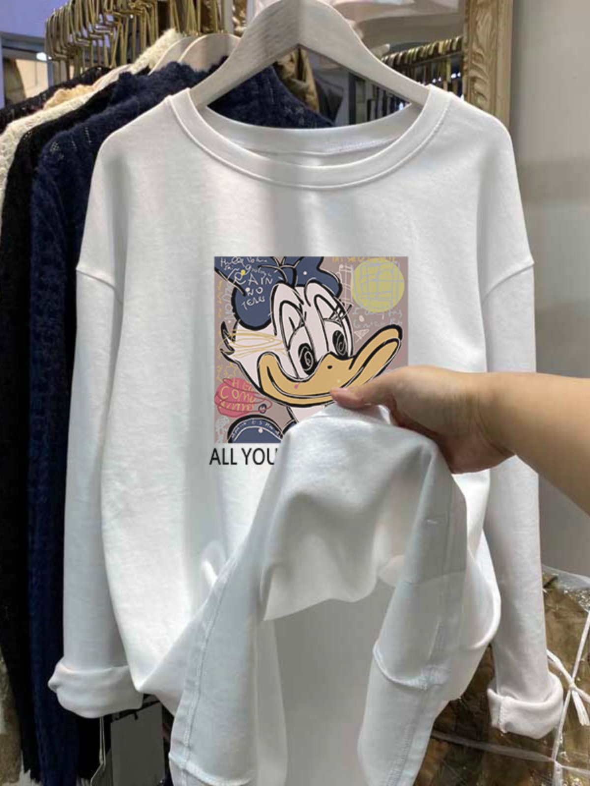 European Goods plus Size Plus Size Ladies Brushed Thickened Ins Long Sleeve T-shirt