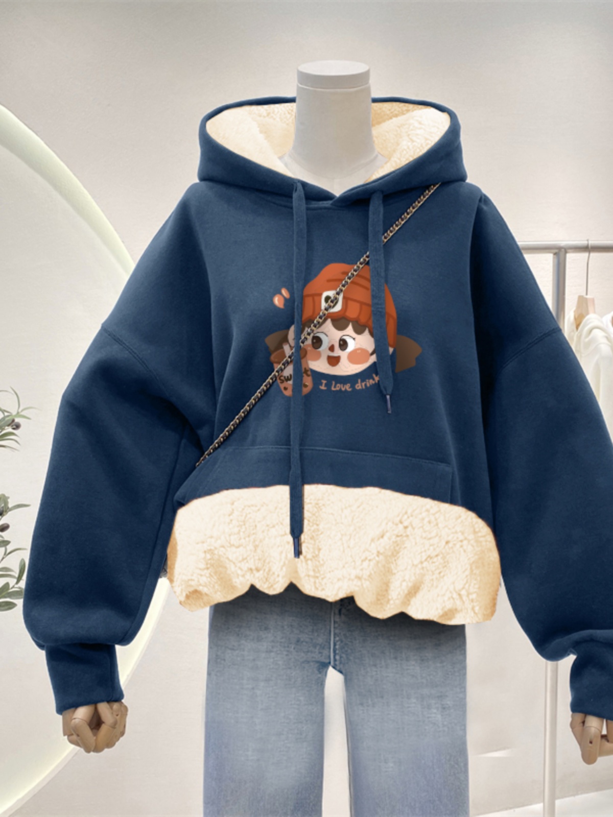 Sweatshirt Women's Autumn and Winter Cashmere Hooded plus Size Fat Mm2025 New Arrival Velvet Padded Thickened Top Small Coat