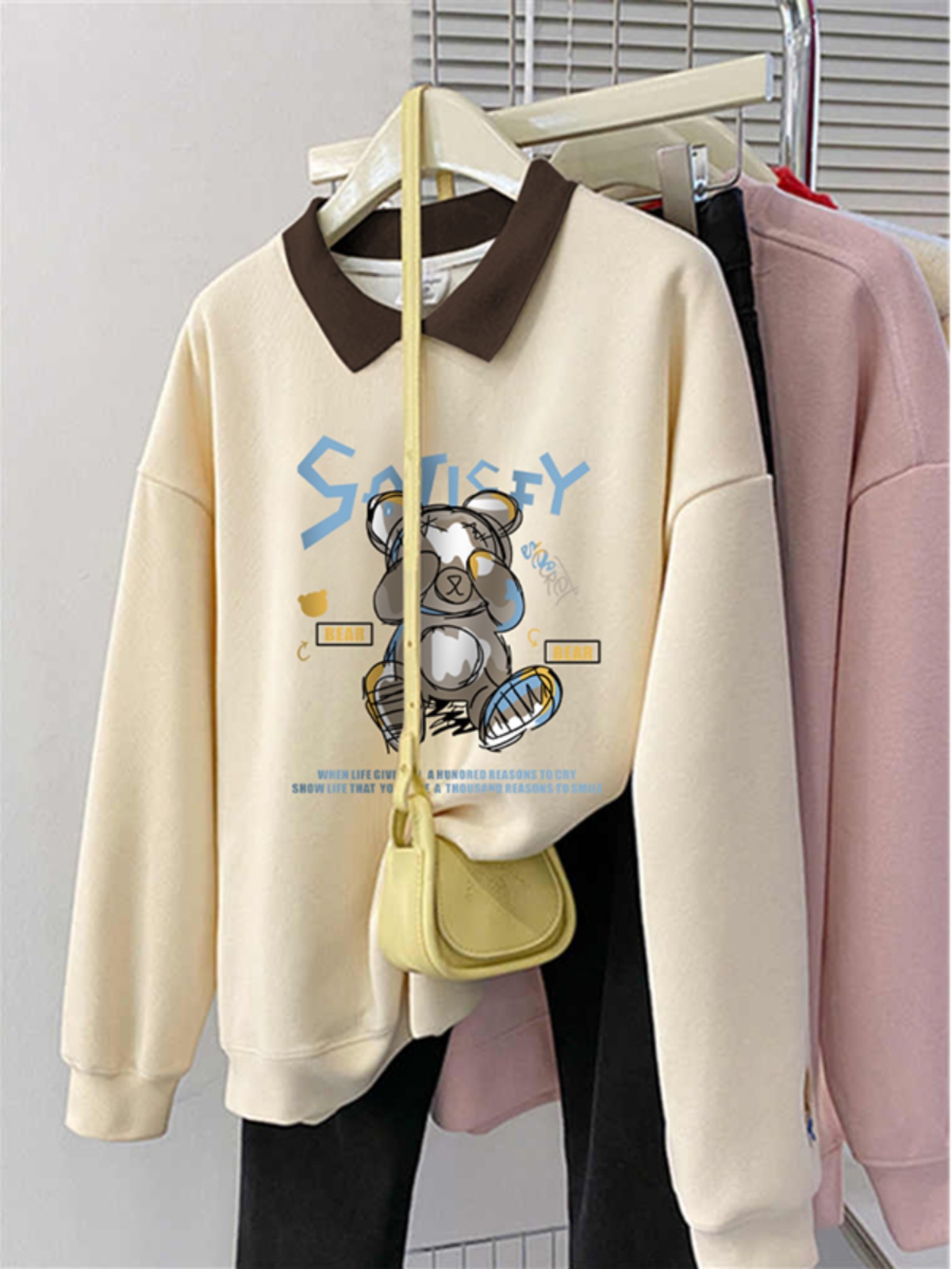 2025 Fall and Winter Fleece-Lined New Polo Collar Sweatshirt Female Plus Size Plus Size Ladies Loose Oversize Hooded Turn-down Collar Coat