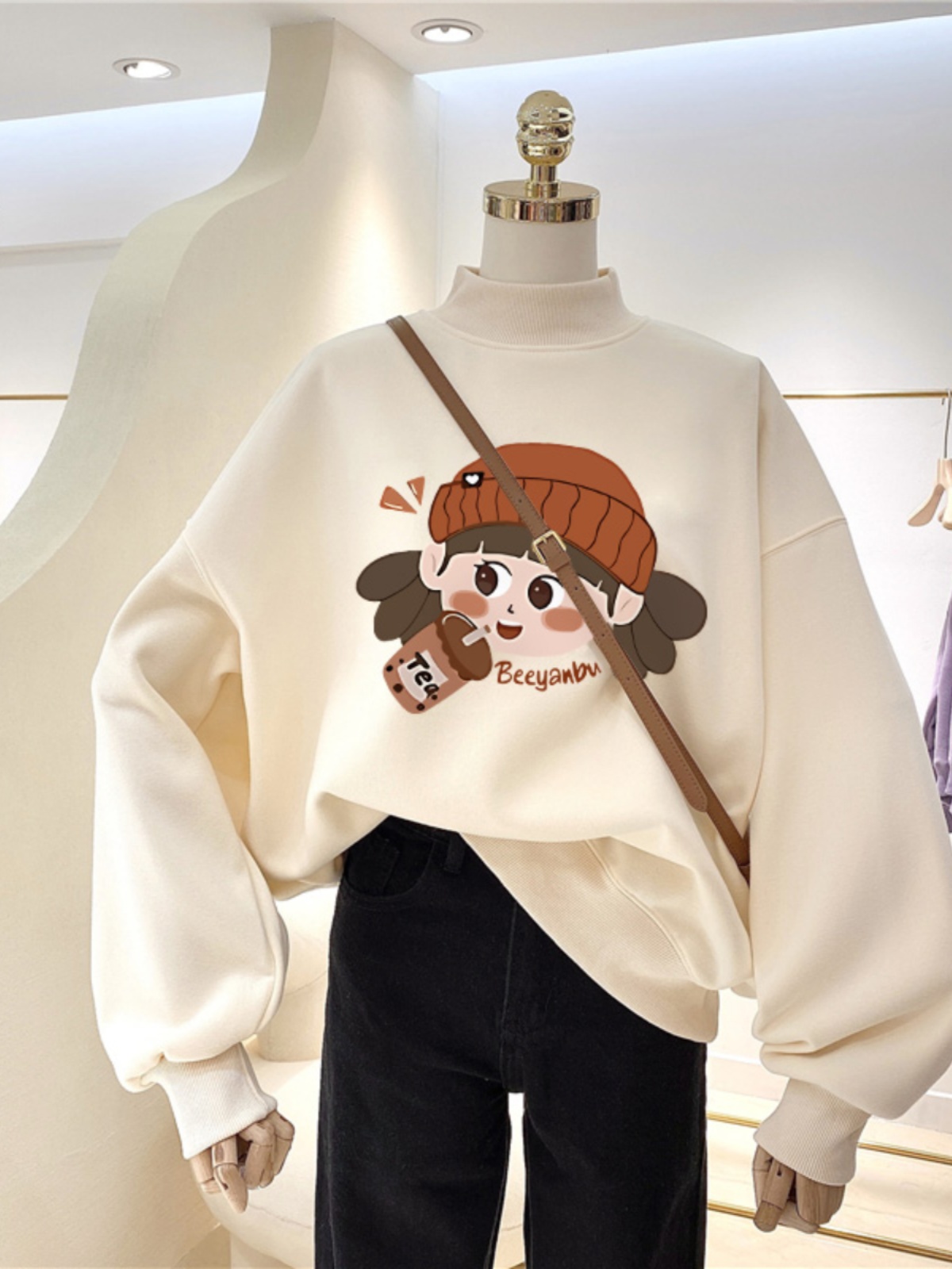 Idle Style Mock Neck Hoodie Female New Arrival 2025 Top-Selling Product Fashion Western Style plus Size Plus Size Ladies Fall and Winter Fleece Padded Coat Tide