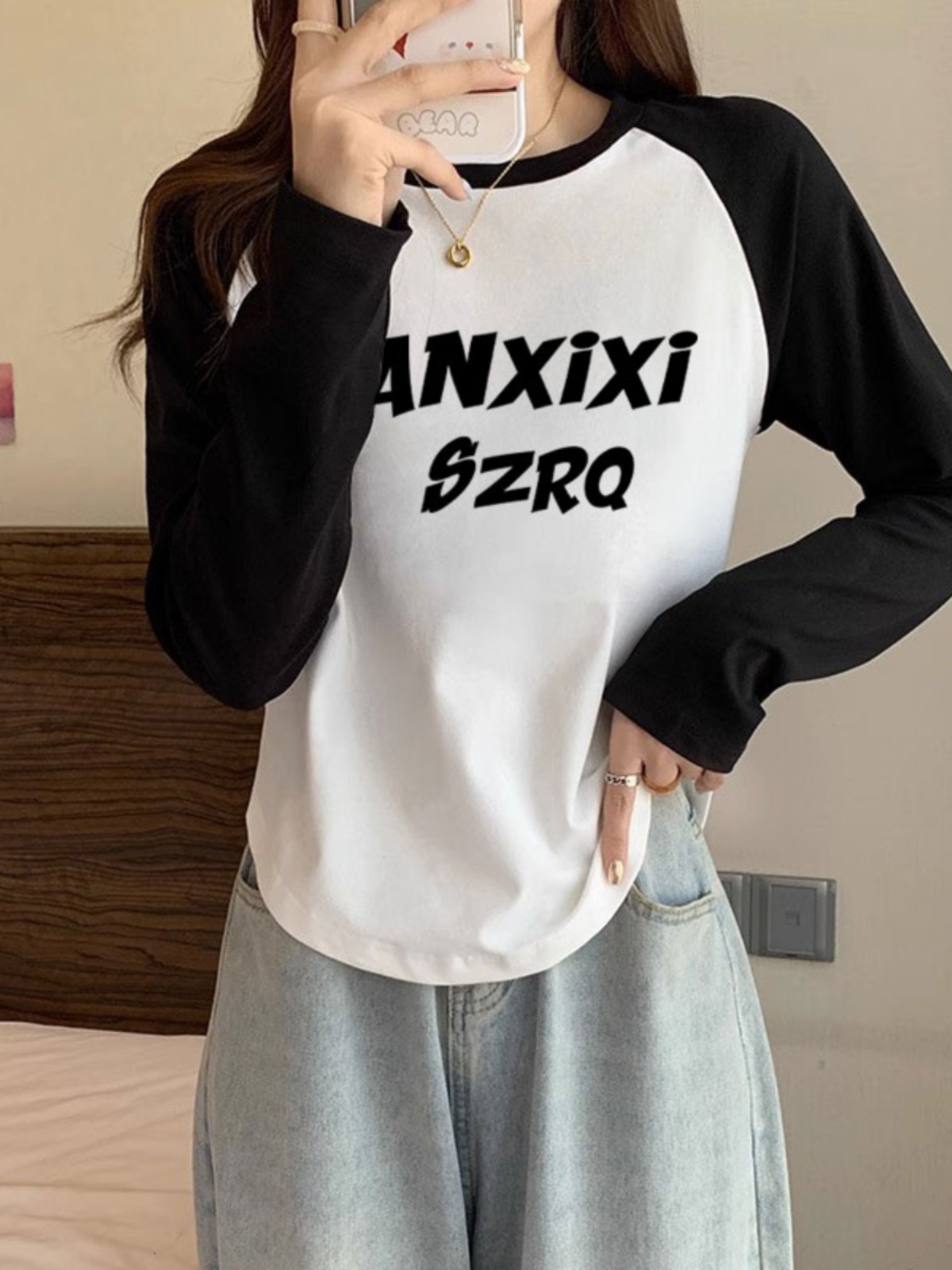 2025 Spring and Autumn Clothing New Arrival Thin Long Sleeves T-Shirt Women's Plus Size Bottoming Shirt Plus Size Plus Size Ladies Short Raglan Sleeve Tops