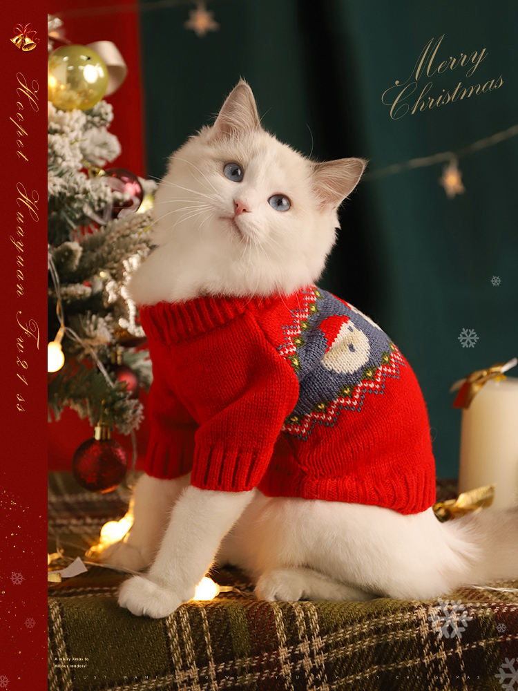 Pet Cat Clothes Winter Heattech Kitten British Shorthair Muppet Autumn and Winter Sweater Cat Anti-Lint Christmas Winter Clothes