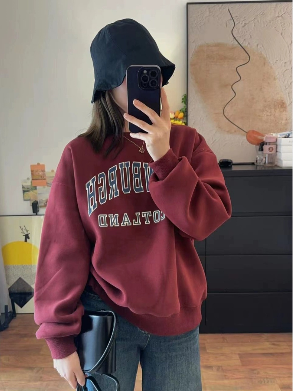 round Neck Letter Printed Sweatshirt Women's Spring & Fall Thin Niche Style This Year Popular Beautiful Loose and Lazy Style Casual Tops