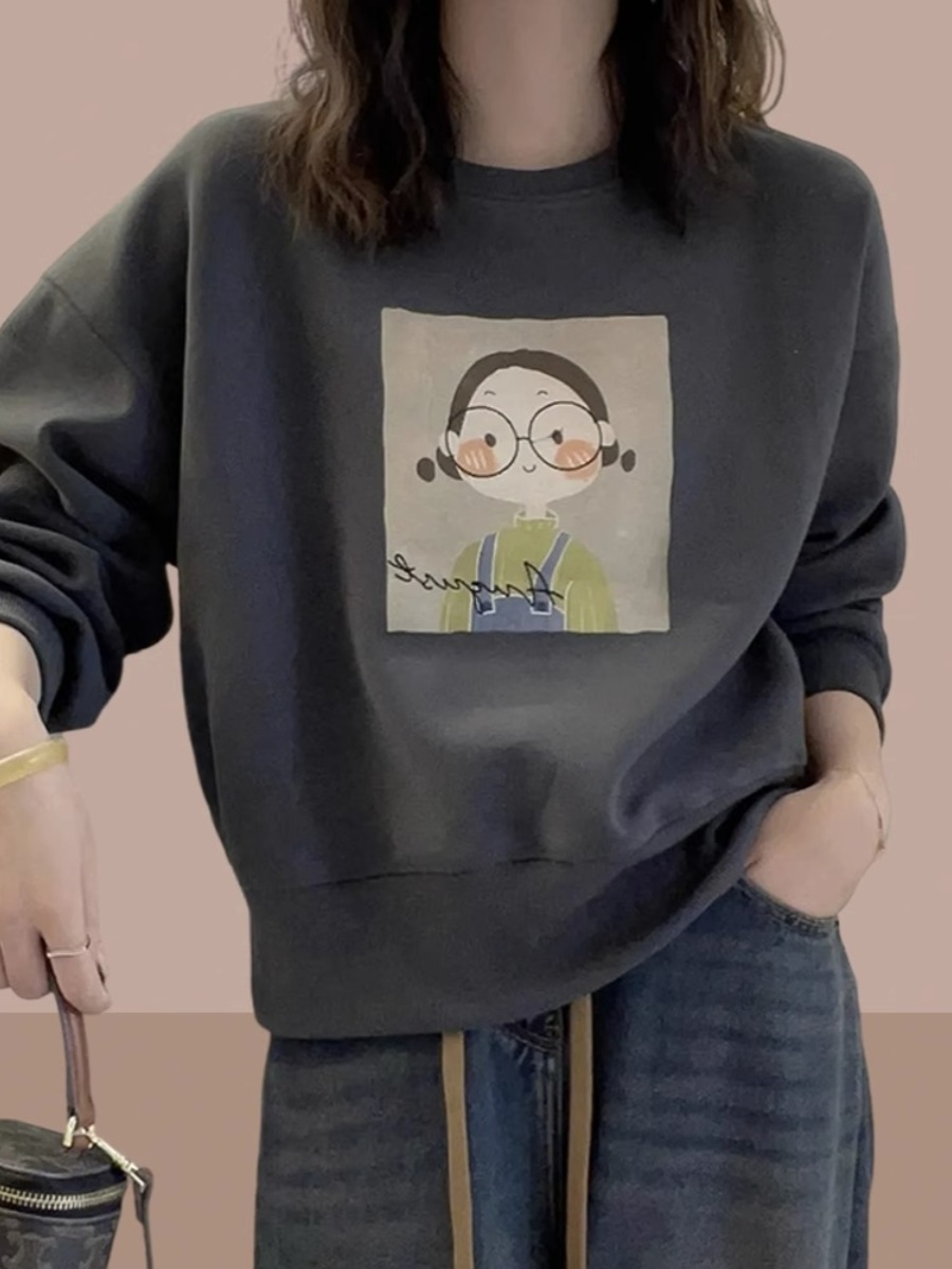 2025 Spring and Autumn New Arrival Women's Sweater round-Neck Non-Hoodie Tops Short Short Women's Wear Best Selling Long Sleeves Western Style