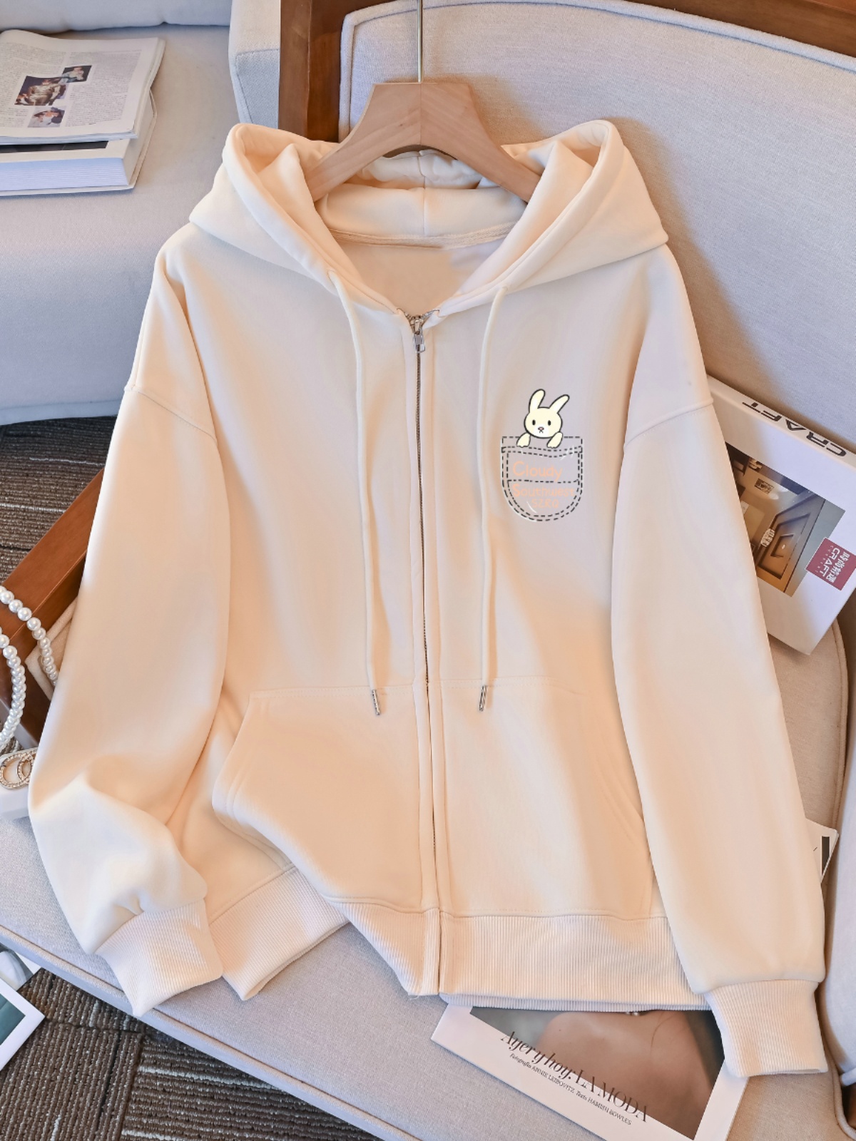 Plus Size Plus Size Ladies American Oversize Hooded Sweatshirt Female Fall and Winter Fleece-lined 2025 New Arrival Zipper Cardigan Outerwear Tide
