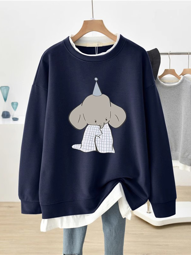 2025 Autumn and Winter New Arrival False Two-Piece Sweaters Female Plus Size Loose Velvet Thickened Mid Length Long Length Plus Size Ladies Coat Top
