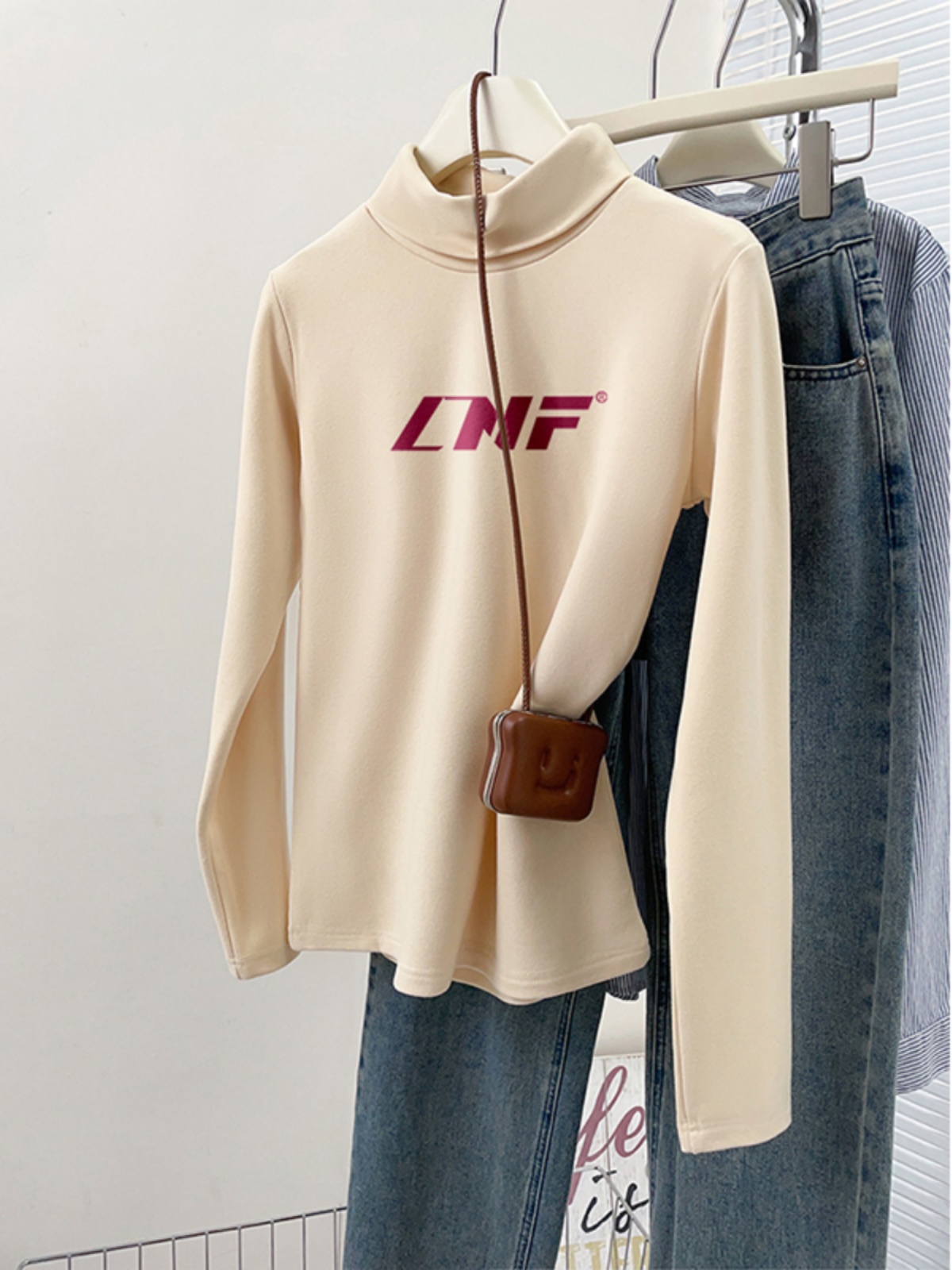 American Half-High Collar Long Sleeves T-Shirt Women 2025 Fall and Winter New Arrival Plus Size Plus Size Ladies Silm Inner Wear Base Dralon Tops