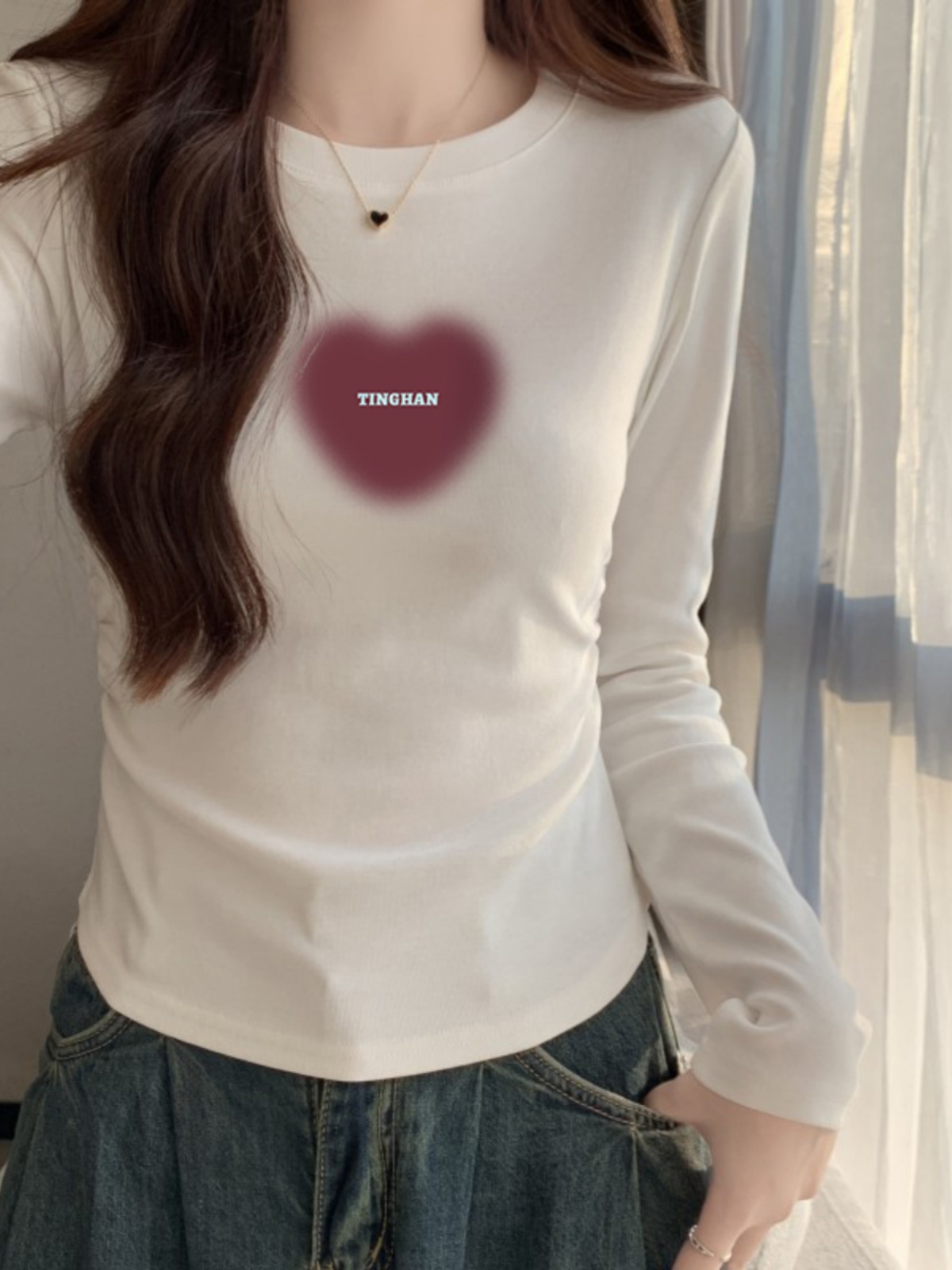 American Retro Long Sleeves T-shirt Female 2025 Spring & Fall New Design Sense Niche Style Silm Slim Looking Inner Bottoming Top