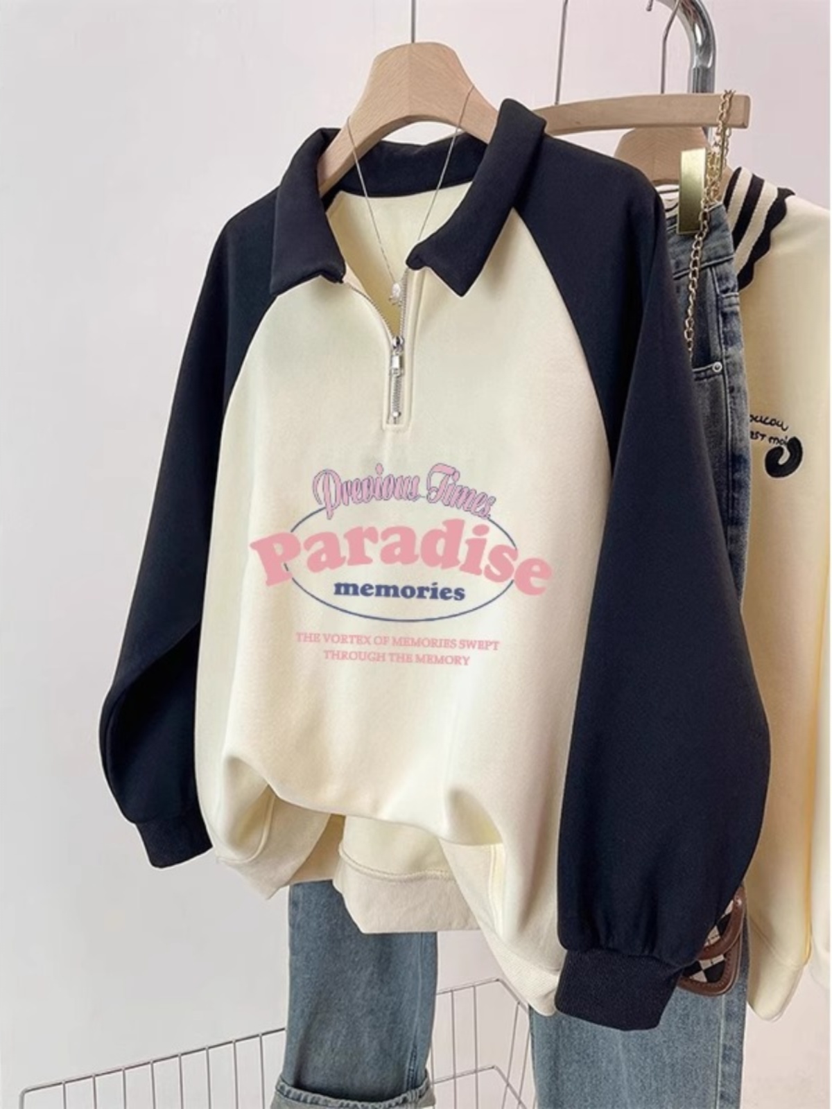 American Polo Collar Half Zipper Autumn and Winter Fleece Sweater Women 2025 New Arrival Best Selling Plus Size Raglan Sleeve Baggy Coat