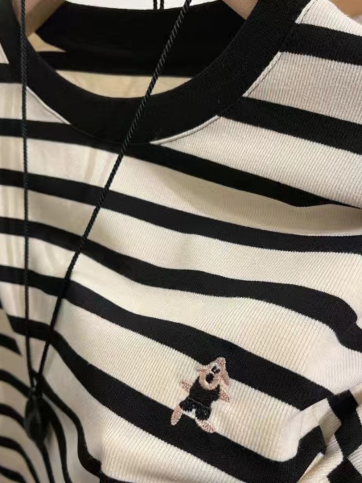 Extra Large Size 150.00kg Idle Style Contrast Color Stripes T-Shirt Spring Casual Loose Slimming Bottoming Shirt Comfortable Long Sleeve Tops