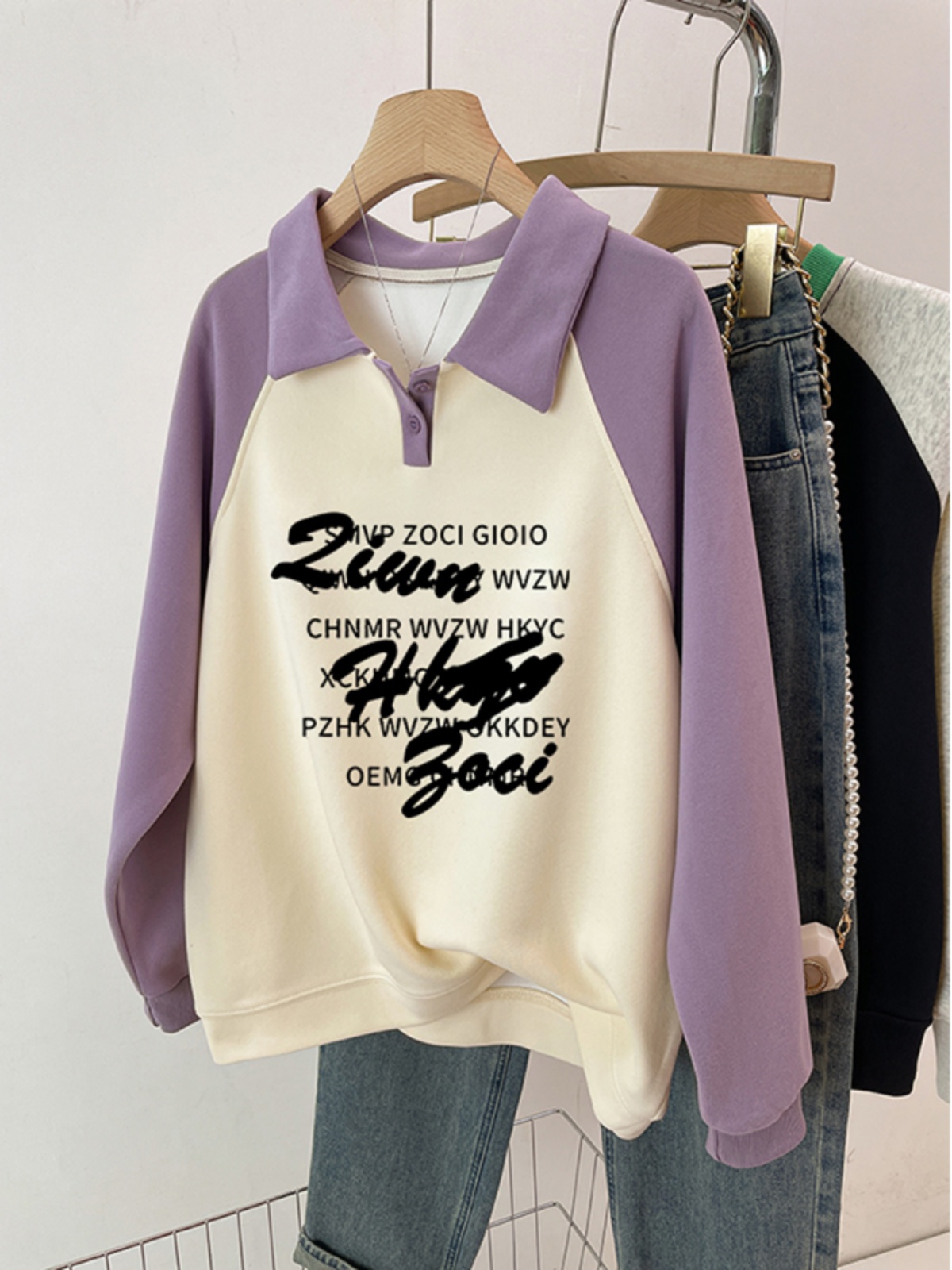 Plus Size Plus Size Ladies Loose Polo Collar Sweatshirt Female 2025 New Arrival Best Selling American Oversize Fleece-lined Fall Winter Coat