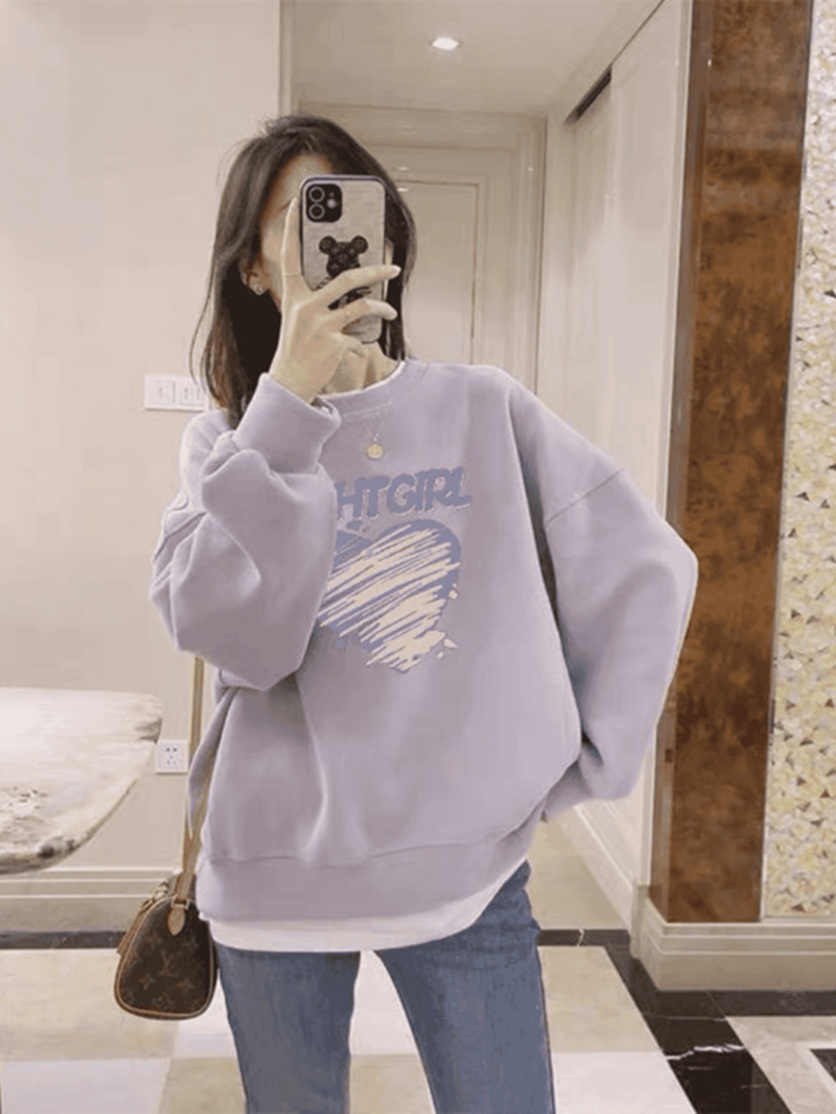 round Neck Sweatshirt Women's Autumn and Winter 2025 New Arrival Loose Plus Size Plus Size Ladies Fleece-lined Thickened Korean Style Lazy Coat