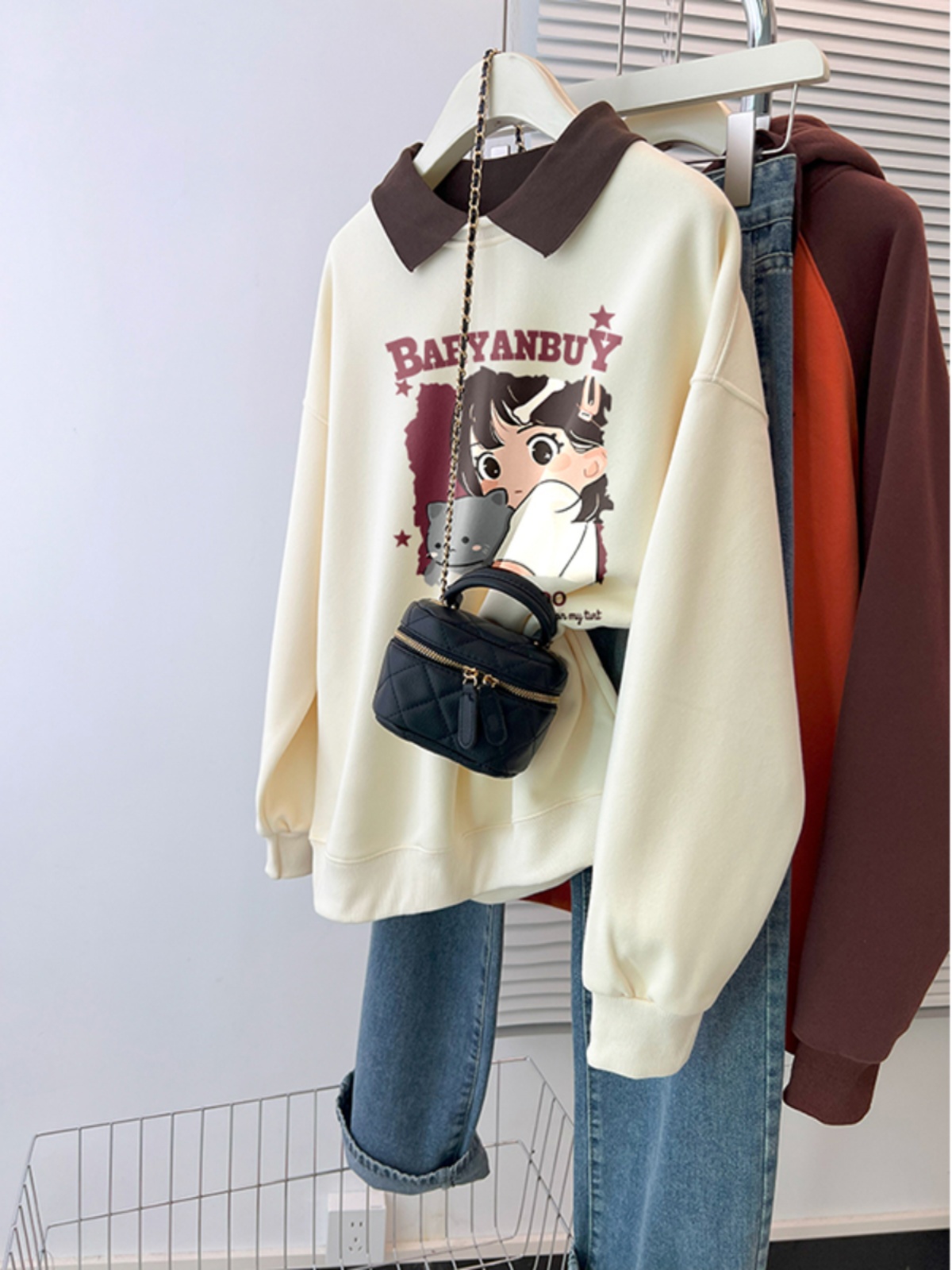 False Two-Piece Sweaters Female 2025 New Arrival Best Selling Oversize Preppy Style Polo Collar Fall and Winter Velvet Padded Thickened Coat