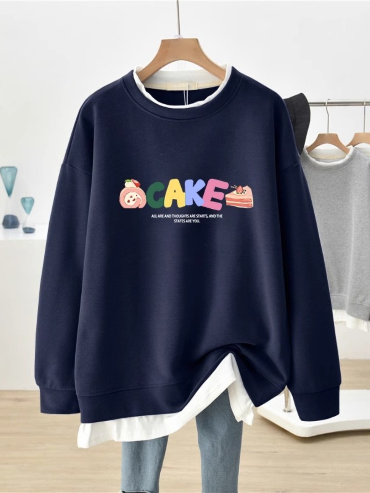 Plus Size Plus Size Ladies False Two-Piece Sweaters Female Fall and Winter New Arrival 2025 Best Selling Fashionable Stylish Hooded Fleece Padded Coat Tops
