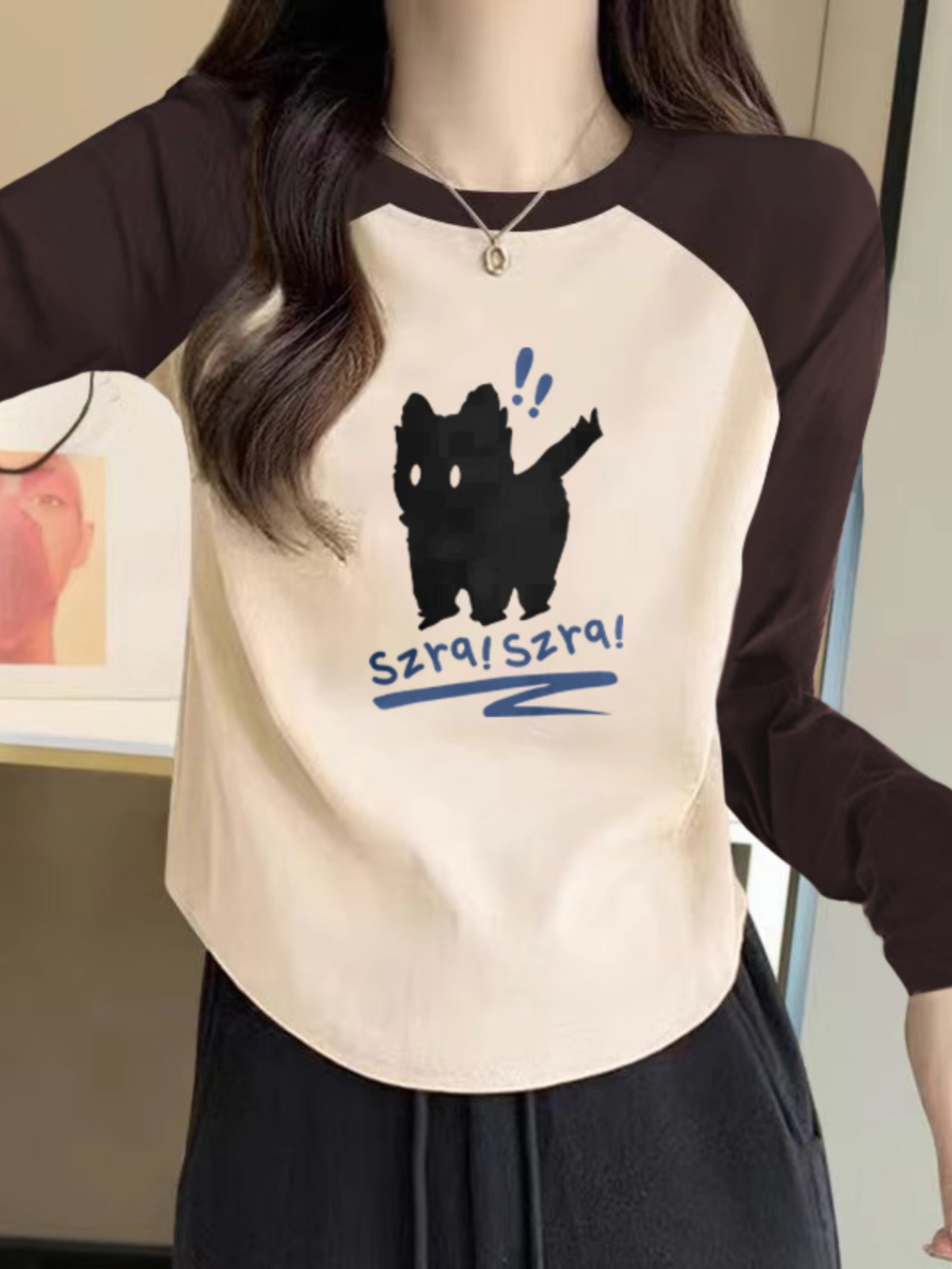 Raglan T-Shirt Women's Long Sleeve 2025 New Arrival Plus Size Plus Size Ladies Spring and Autumn Silm Short Bottoming Stylish Top Clothes