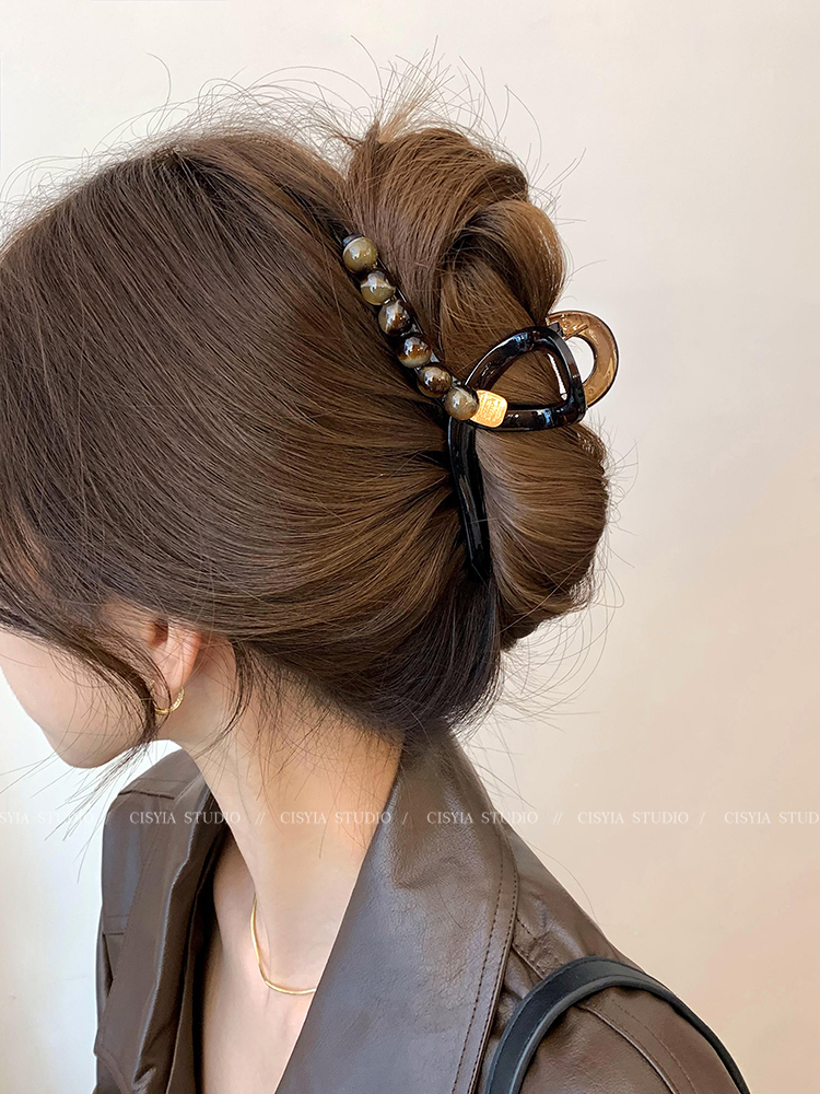 Plus Size Brown Back Head Barrettes Fancy Acrylic