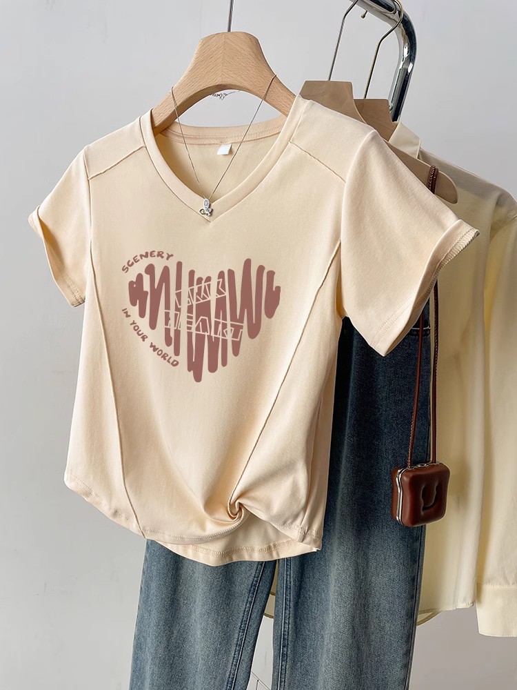 Summer Fishbone Shoulder Short T-shirt for Women 2025 Summer New Arrival Plus Size Ladies Plus Size Slim Looking Silm Design Blouse