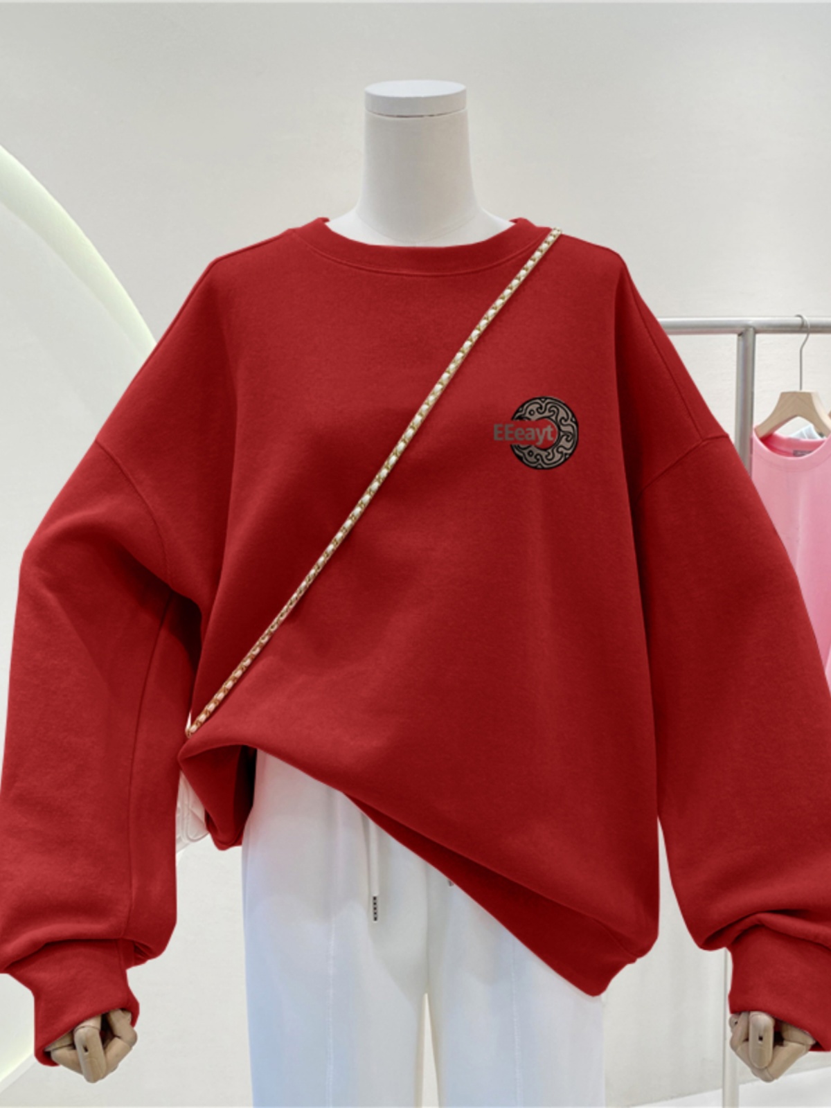American Hoodless Sweater Female 2025 New Arrival Best Selling Ankela Red Plus Size Plus Size Ladies Fall and Winter Velvet Padded Thickened Coat Tide