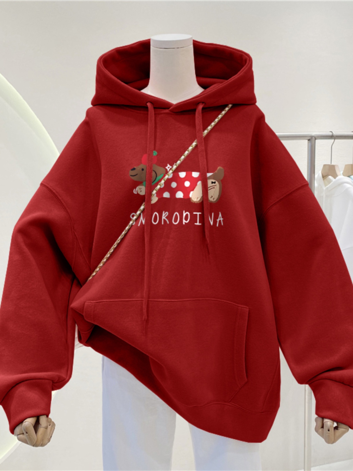 Hooded Fall and Winter Plus Size Brushed Hoody Female 2025 New Arrival Best Selling Christmas Red Outwear Plus Size Ladies Baggy Coat Outwear Tide