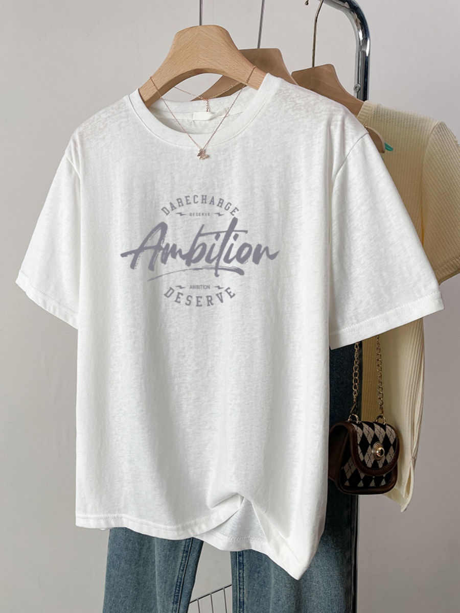 2025 New Arrival Slub Cotton Shoulder Short Sleeve T-Shirt Women's Loose Plus Size Plus Size Ladies Casual White Tops Thin Summer